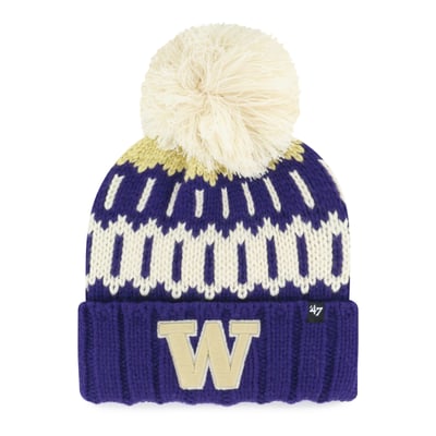 Washington Huskies '47 Unisex Seasonal Chainstitch Knit Hat with Pom - Purple