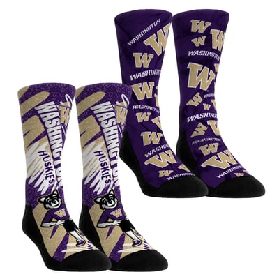 Washington Huskies Rock Em Unisex Two-Piece Team Blast Crew Socks Set