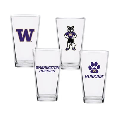 Washington Huskies 16oz. Collector Pint Glass Four-Piece Set
