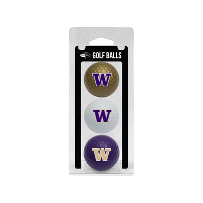 Washington Huskies 3-Pack Multi-Colored Team Golf Ball Set
