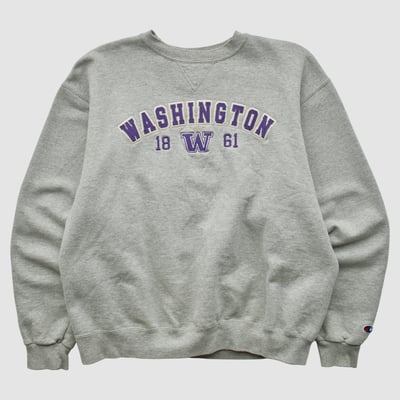 Washington Huskies Champion 2000s Pullover Sweatshirt - Heather Gray - S by Fanatics Real Vintage