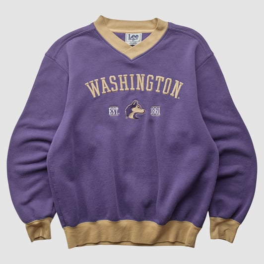 Washington Huskies Lee Apparel 90s Pullover Sweatshirt - Purple - S by Fanatics Real Vintage