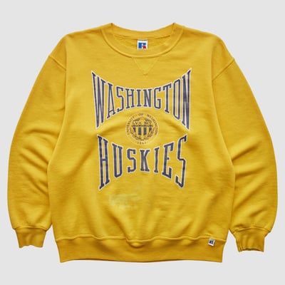 Washington Huskies Russell 90s Pullover Sweatshirt - Yellow - S by Fanatics Real Vintage