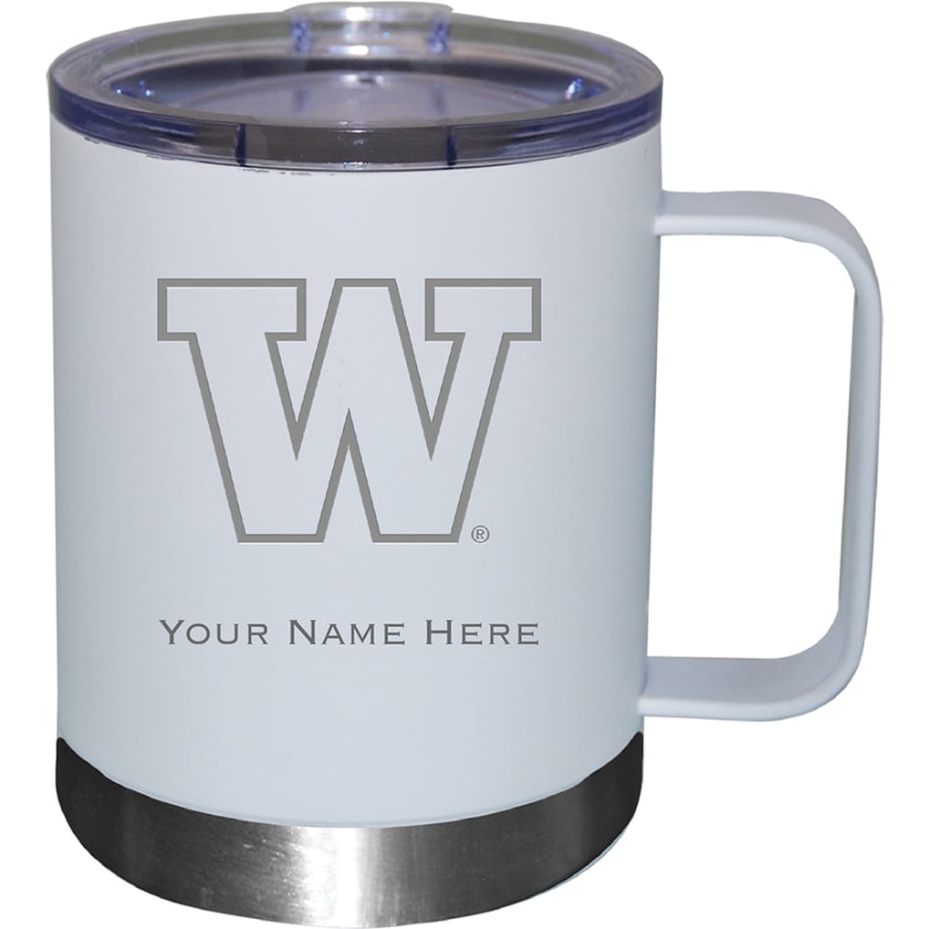 Washington Huskies 12oz. Personalized Stainless Steel Lowball with Handle - White