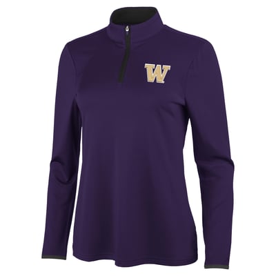 Washington Huskies Antigua Women's Brink Quarter-Zip Pullover - Purple/Black