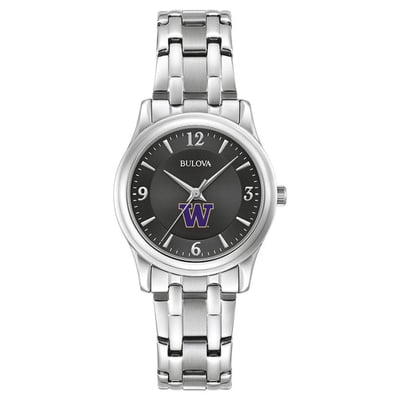Washington Huskies Bulova Women's Corporate Collection Stainless Steel Watch - Black