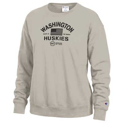 Washington Huskies Champion Women's Operation Hat Trick Powerblend Sweatshirt - Tan