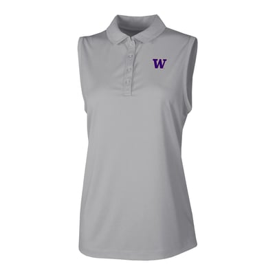  Washington Huskies Columbia Women's Ace Flair Sleeveless Tank Polo - Gray
