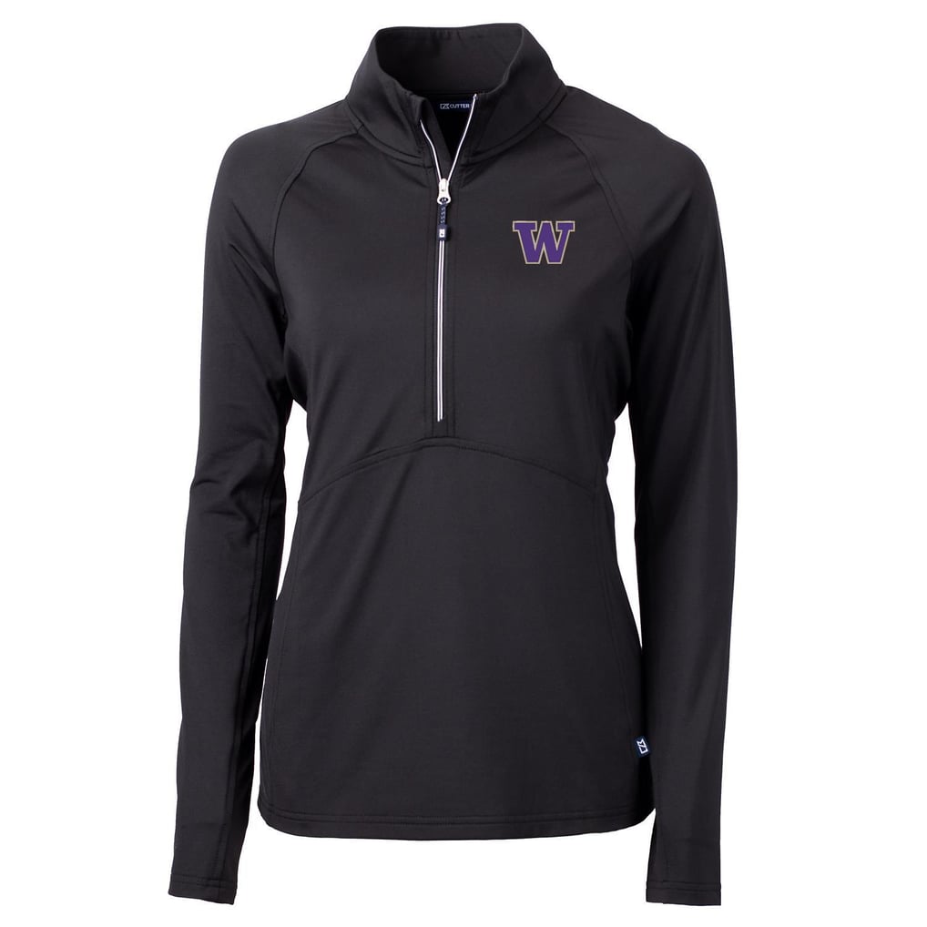 Washington Huskies Cutter & Buck Women's Adapt Eco Knit Half-Zip Pullover Jacket - Black
