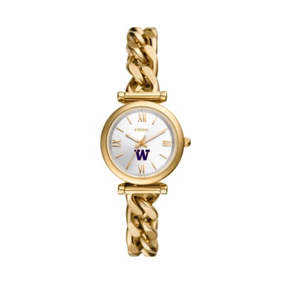 Washington Huskies Fossil Women's Carlie Gold-Tone Stainless Steel Watch