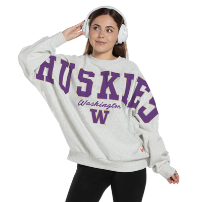 Washington Huskies Pressbox Women's Flannigan Oversized Fleece Sweatshirt - Heather Gray