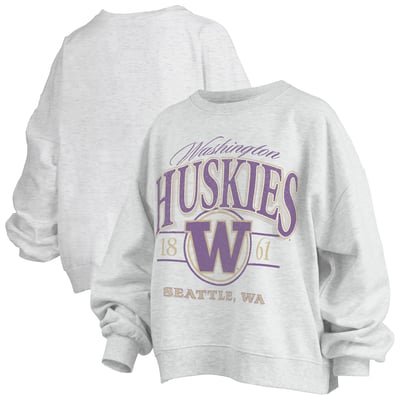 Washington Huskies Pressbox Women's Oversized Vinson Melange Janise Sweatshirt - Heather Gray