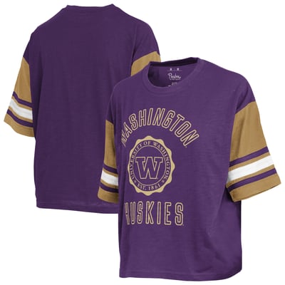  Washington Huskies Pressbox Women's Sunday Colorblock Seal Slub T-Shirt - Purple