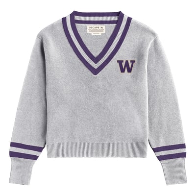  Washington Huskies Uscape Apparel Women's Renew V-Neck Sweater - Ash