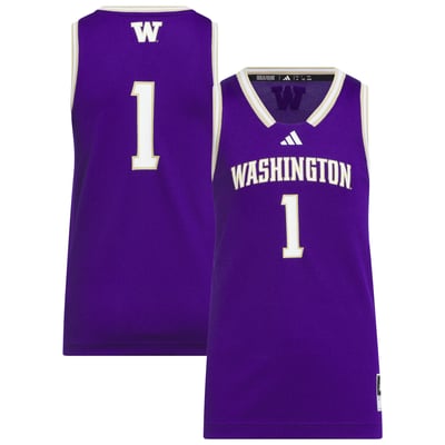#1 Washington Huskies adidas Youth Replica Swingman Jersey - Purple