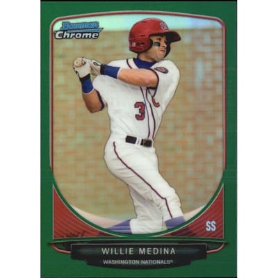 2013 Bowman Chrome Draft Draft Picks Green Refractors #BDPP129 Willie Medina