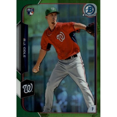 2015 Bowman Chrome Green Refractors #166 A.J. Cole