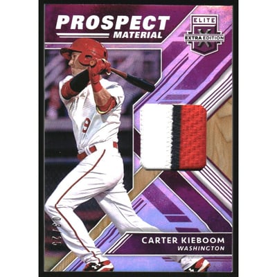 2018 Elite Extra Edition Prospect Materials Purple #19 Carter Kieboom