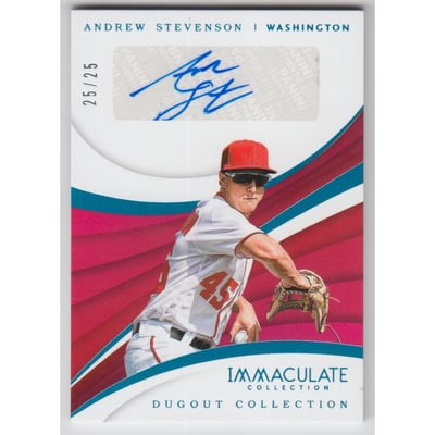 2018 Immaculate Collection Dugout Collection Autographs Blue #14 Andrew Stevenson/25