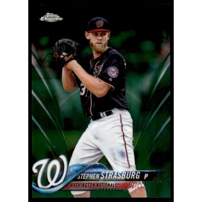 2018 Topps Chrome Green Refractors #185 Stephen Strasburg