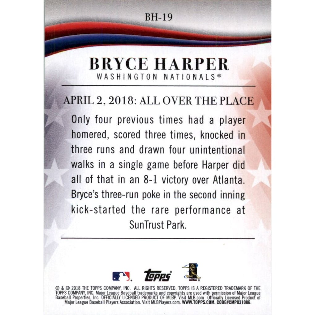 2018 Topps Update Bryce Harper Highlights Black #BH19 Bryce Harper