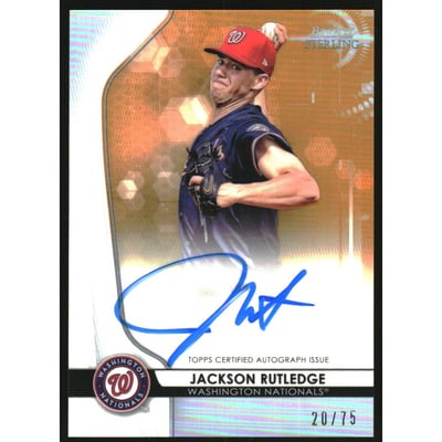 2020 Bowman Sterling Prospect Autographs Orange Refractors #BSPAJR Jackson Rutledge