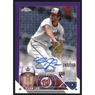 2023 Topps Chrome Update Rookie Autographs Purple Refractors #RAEL Evan Lee