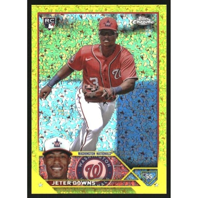 2023 Topps Chrome Update Yellow Mini-Diamond Refractors #USC196 Jeter Downs