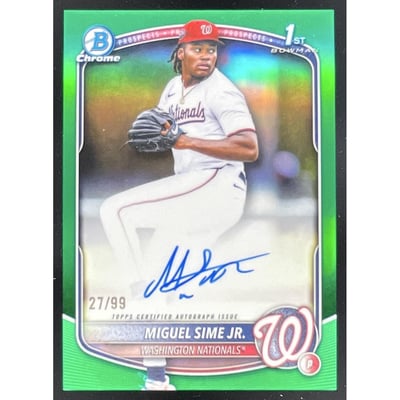 2025 Bowman Draft Chrome Prospect Green #CPA-MS Miguel Sime Jr. RC Auto /99