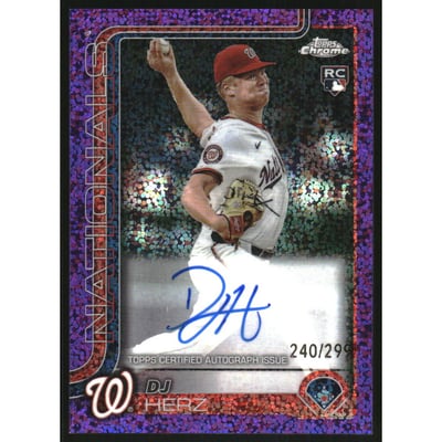 2025 Topps Chrome Update Rookie Autographs Purple Speckle Refractors #RADH DJ Herz