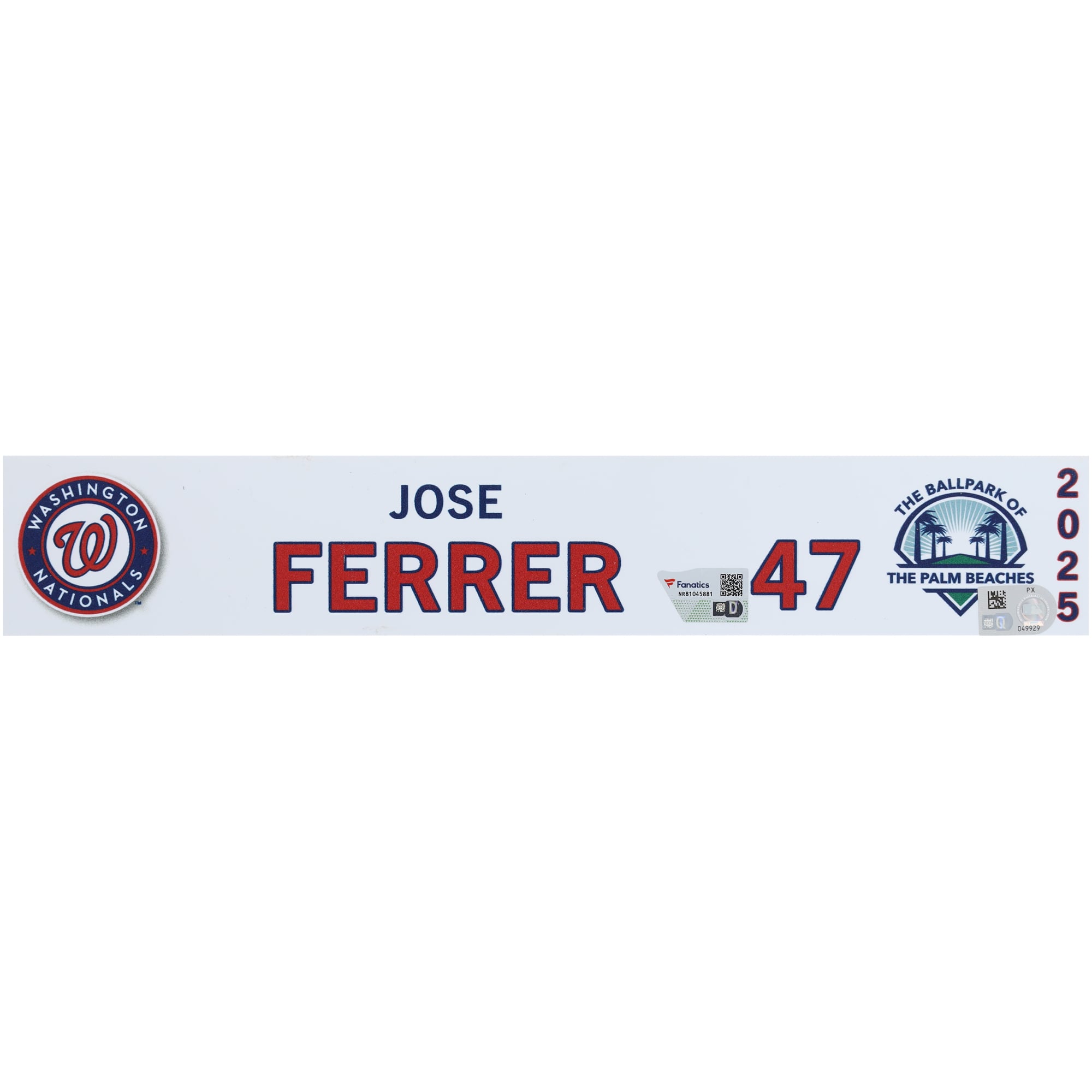 Jose Ferrer Washington Nationals Fanatics Authentic Player-Issued #47 ...