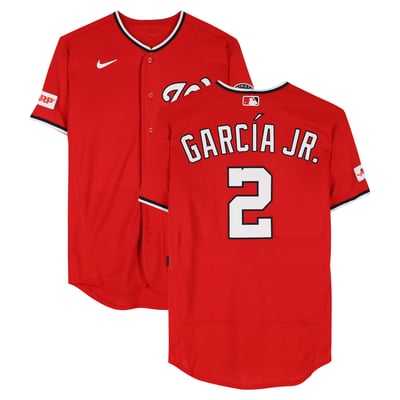 Luis García Jr. Washington Nationals Fanatics Authentic Player-Issued #2 Red Jersey from the 2026 MLB Season