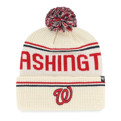 Washington Nationals '47 Quattrle Cuffed Knit Hat with Pom - Natural