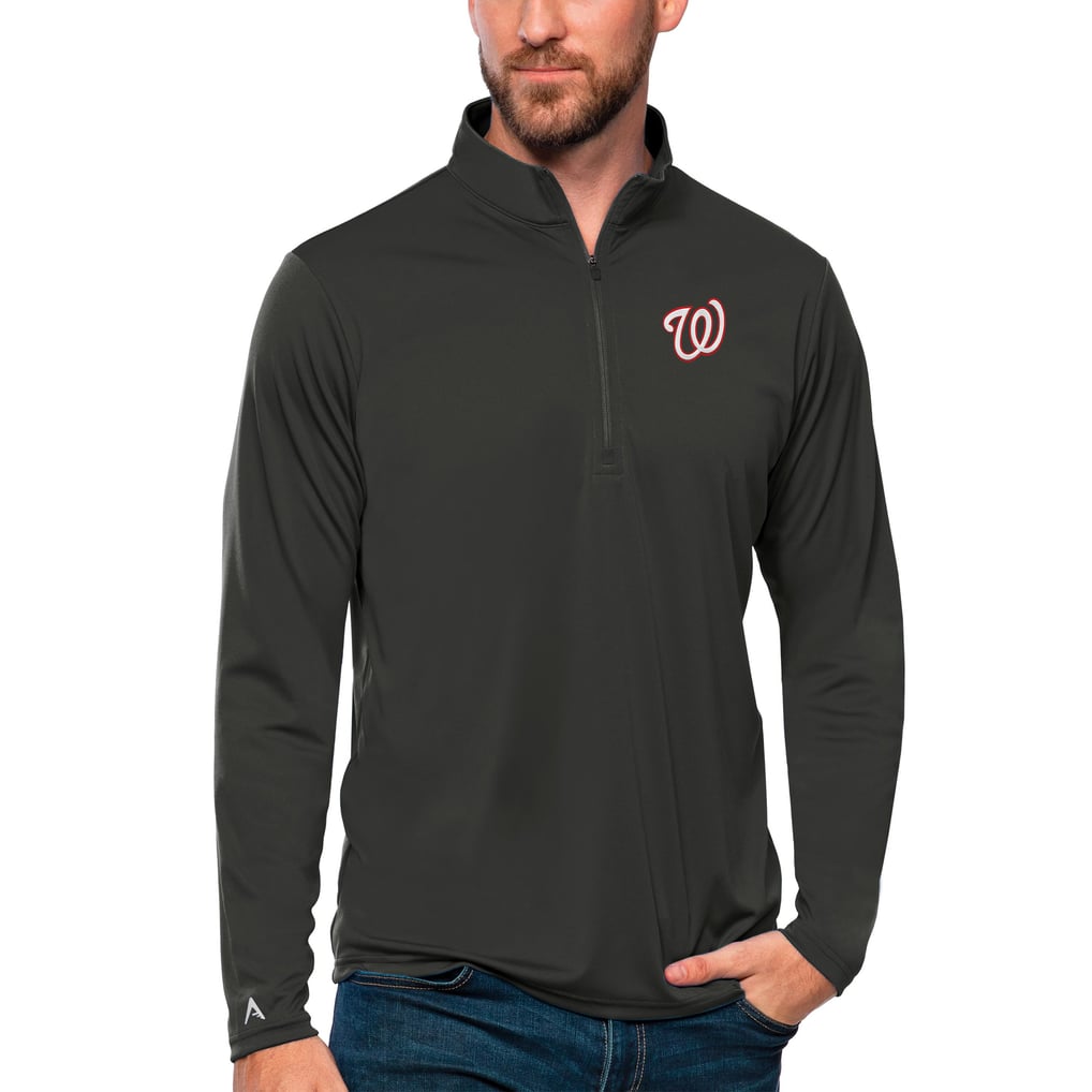 Washington Nationals Antigua Tribute Quarter-Zip Pullover Top - Charcoal