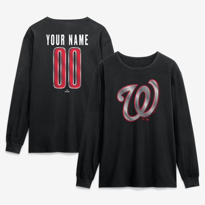Washington Nationals  Forged Mascot Personalized Name & Number Long Sleeve T-Shirt - Black