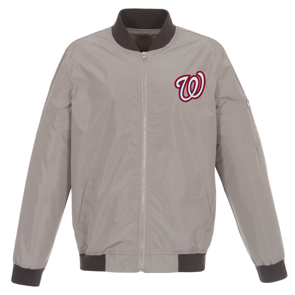 Washington Nationals JH Design Lightweight Nylon Bomber Jacket - Gray