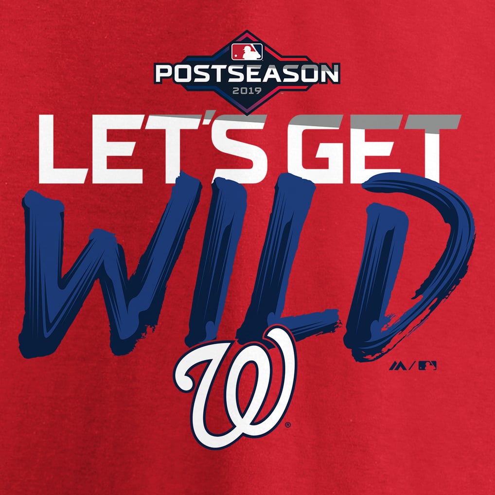 Men's Washington Nationals Majestic Red 2019 Postseason Locker Room T-Shirt
