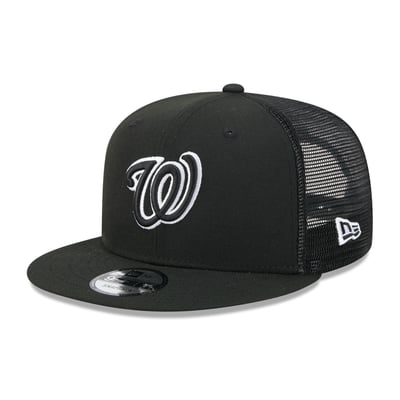 Washington Nationals New Era 9FIFTY Adjustable Trucker Hat - Black