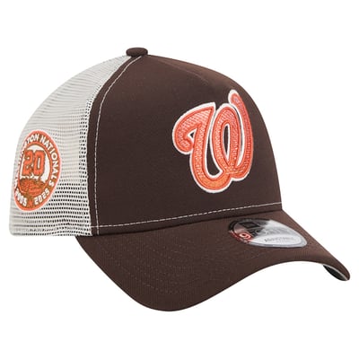 Washington Nationals New Era Pumpkin Spice 9FORTY A-Frame Adjustable Trucker Hat - Brown