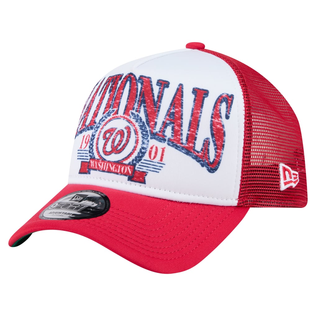  Washington Nationals New Era Distressed 9FORTY A-Frame Adjustable Trucker Hat - Red