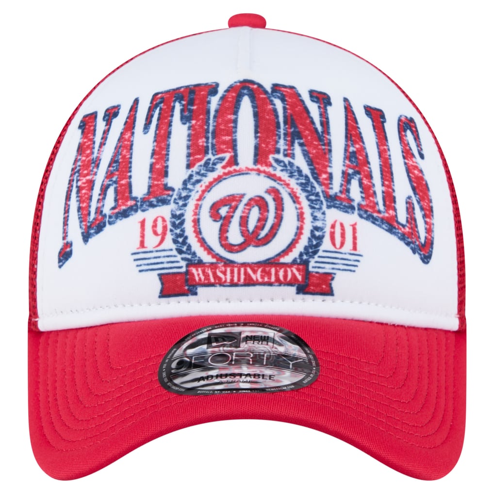  Washington Nationals New Era Distressed 9FORTY A-Frame Adjustable Trucker Hat - Red