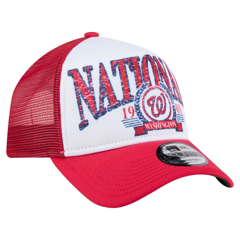  Washington Nationals New Era Distressed 9FORTY A-Frame Adjustable Trucker Hat - Red