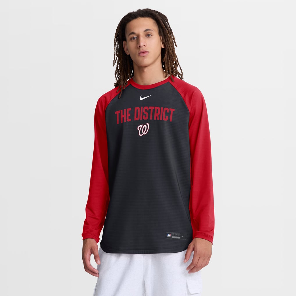 Washington Nationals Nike Authentic Collection Raglan Dri-FIT Sweatshirt - Navy