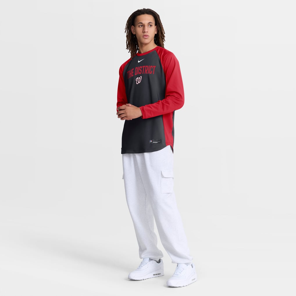 Washington Nationals Nike Authentic Collection Raglan Dri-FIT Sweatshirt - Navy