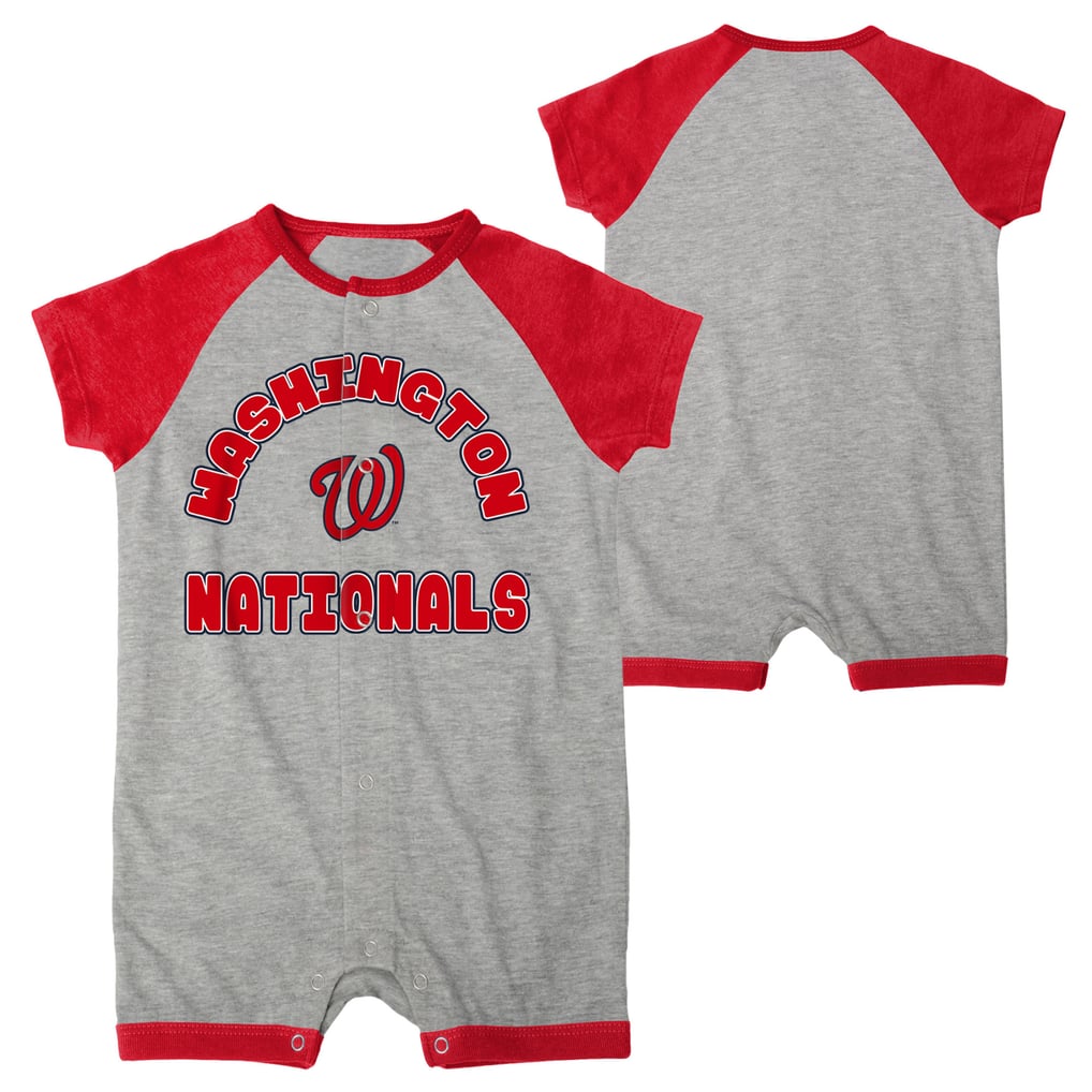  Washington Nationals Newborn & Infant Extra Base Hit Raglan Full-Snap Romper - Heather Gray