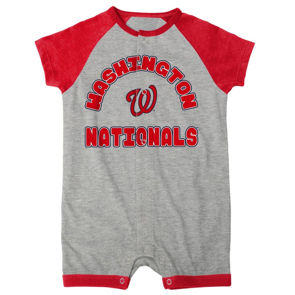  Washington Nationals Newborn & Infant Extra Base Hit Raglan Full-Snap Romper - Heather Gray
