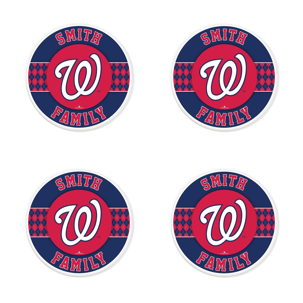 Washington Nationals 4" Personalized Circular Coasters 4-Pack Set