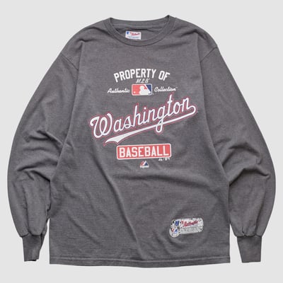 Washington Nationals Majestic 2010s Long Sleeve T-shirt - Dark Heather Gray - M by Fanatics Real Vintage