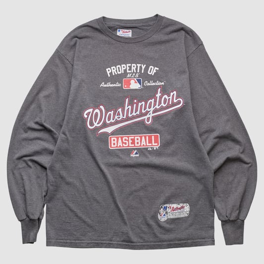 Washington Nationals Majestic 2010s Long Sleeve T-shirt - Dark Heather Gray - M by Fanatics Real Vintage