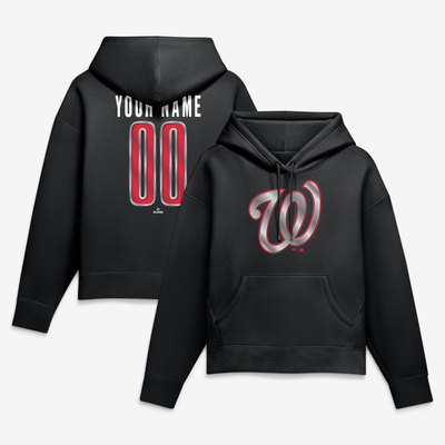 Washington Nationals Women's Forged Mascot Personalized Name & Number Hoodie - Black